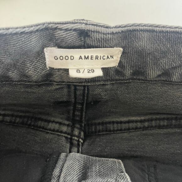 Good American Good Classic Raw Hem Jeans Washed Black - Size 8/29 - Picture 6 of 7